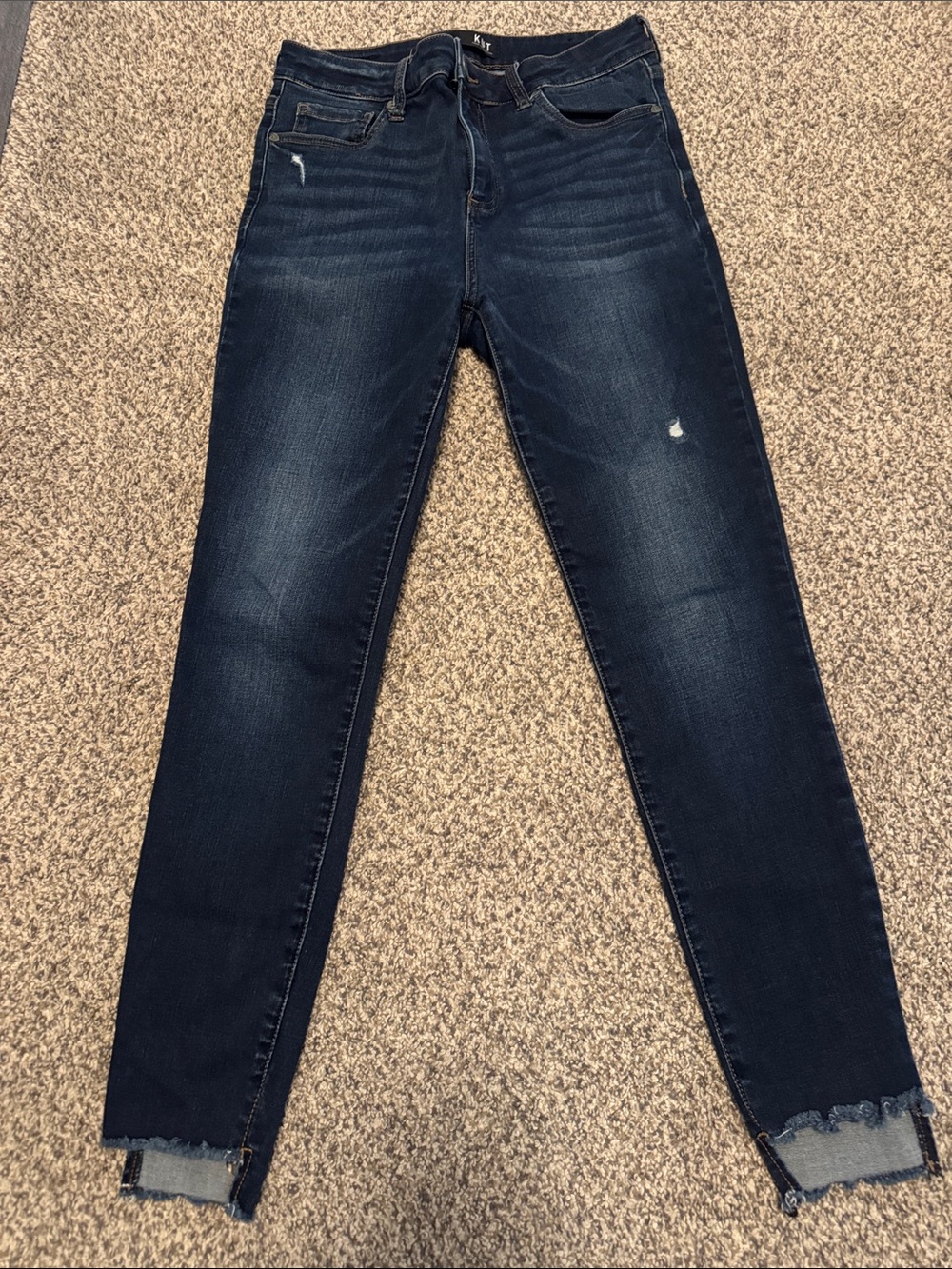 Kut from the Kloth Dark Blue Skinny Jeans with Raw Hem
